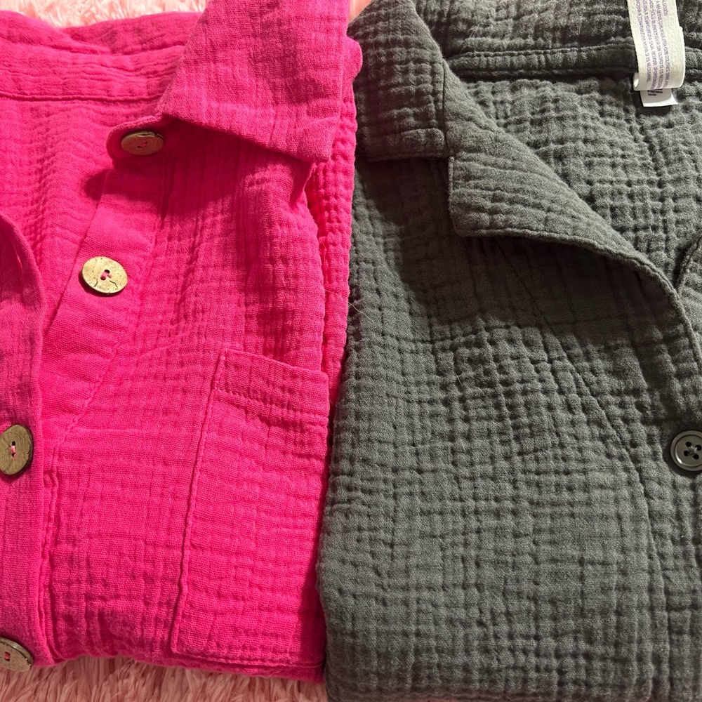 Gray and Pink Button-Down Shirts tops - Picture 2 of 4